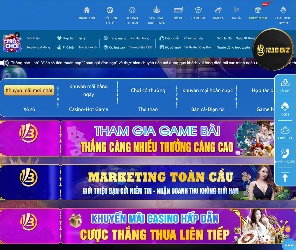 Nhà cái tặng tiền 123b với nhiều chương trình hấp dẫn